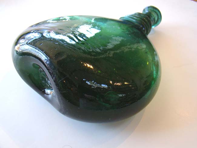 A wonderful late 18th or early 19th century hand blown Persian Saddle Flask — image 2